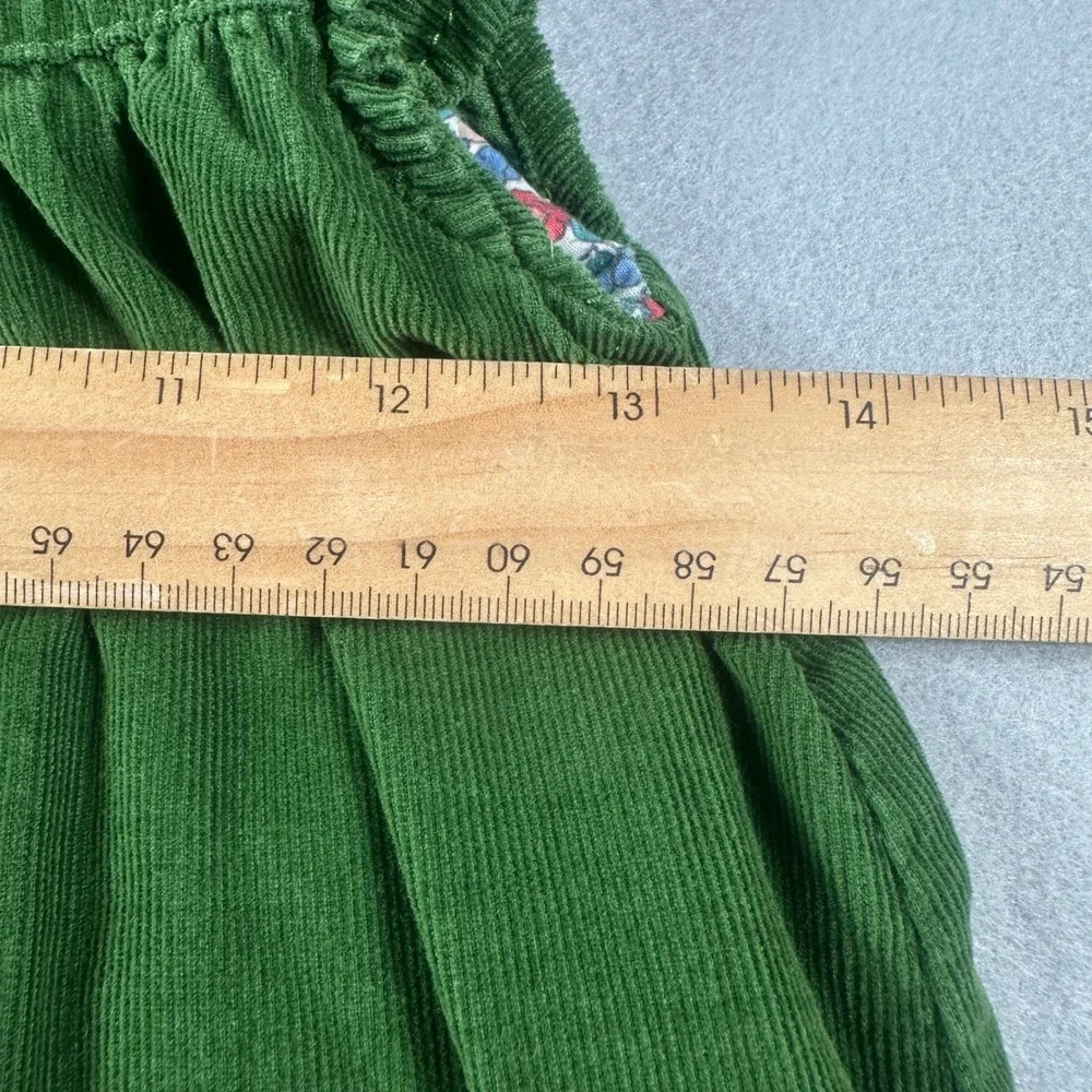 Mini Boden Girls Green Corduroy Dress 8-9Y Floral Lined Pockets Fall Cottagecore